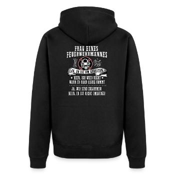 Feuerwehr Tshirt-Feuerwehrpaar - Unisex Premium Bio Zip Hoodie - Schwarz - Hinten - Nico (187cm)