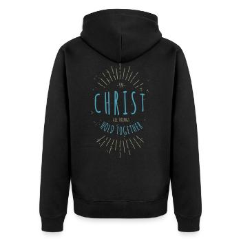 In Christ All Things Hold Together - Unisex Premium Organic Zip Hoodie - black - Back - Nico (187cm)