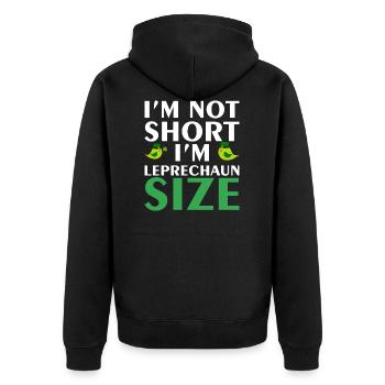 Im not short im leprechaum - Unisex Premium Bio Zip Hoodie - Schwarz - Hinten - Nico (187cm)