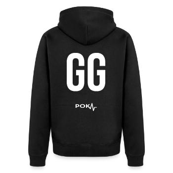 Poker Apparel "GG" White Version - Unisex Premium Organic Zip Hoodie - black - Back - Nico (187cm)