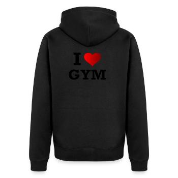 J'AIME GYM - Veste à capuche bio Premium Unisexe - noir - Dos - Nico (187cm)