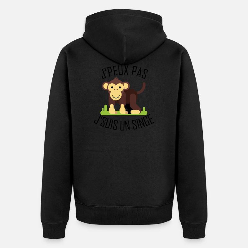 Ich kann kein Affe sein - Unisex Premium Bio Zip Hoodie - Schwarz