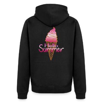 Délicieux cornet de crème glacée en été avec crème glacée à la fraise - Veste à capuche bio Premium Unisexe - noir - Dos - Nico (187cm)