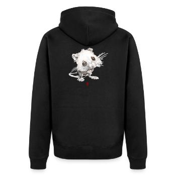 Skizzenhafte Maus - Unisex Premium Bio Zip Hoodie - Schwarz - Hinten - Nico (187cm)
