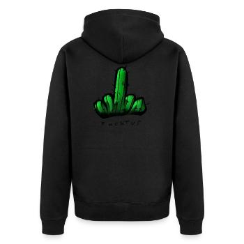 Fucktus - Unisex Premium Bio Zip Hoodie - Schwarz - Hinten - Nico (187cm)