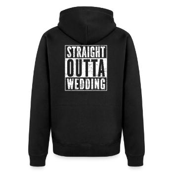 STRAIGHT OUTTA WEDDING funny Berlin shirt - Unisex Premium Organic Zip Hoodie - black - Back - Nico (187cm)
