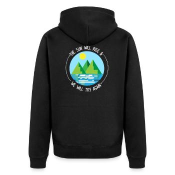 nature - Unisex Premium Organic Zip Hoodie - black - Back - Nico (187cm)