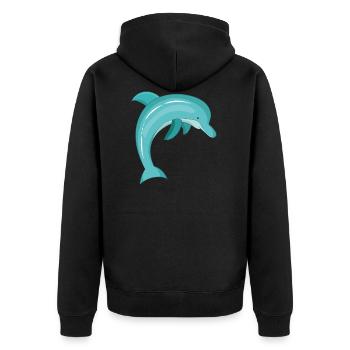 Delphin - Unisex Premium Bio Zip Hoodie - Schwarz - Hinten - Nico (187cm)