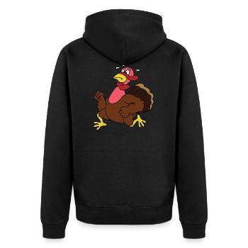 Thanksgiving Truthahn Pute Pilger - Unisex Premium Bio Zip Hoodie - Schwarz - Hinten - Nico (187cm)