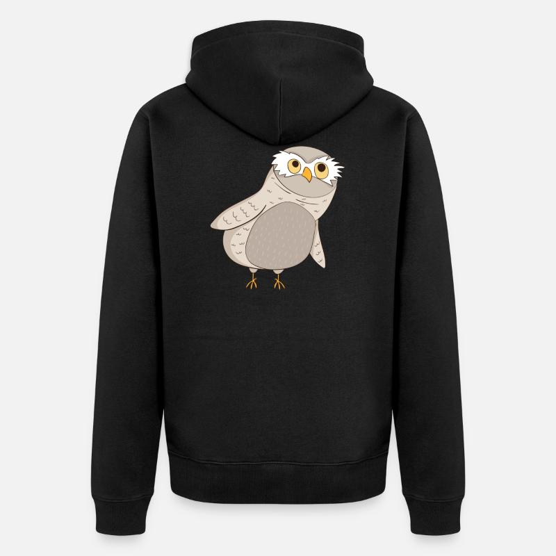 Kauz Eule - Unisex Premium Bio Zip Hoodie - Schwarz