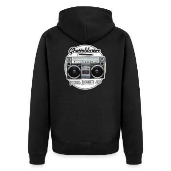 Toshiba RT-S913 BomBeat 40 Boombox - Unisex Premium Bio Zip Hoodie - Schwarz - Hinten - Nico (187cm)