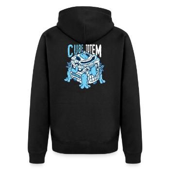 Totem cubes abstract - Unisex Premium Organic Zip Hoodie - black - Back - Nico (187cm)