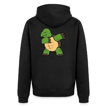 Dabbing Dab Dancing tortoise turtle - Unisex Premium Organic Zip Hoodie - black - Back - Nico (187cm)