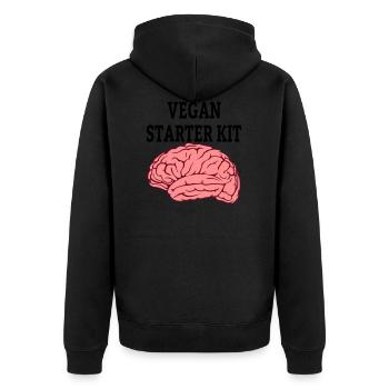 Vegan Veggie Veganer Spruch - Unisex Premium Bio Zip Hoodie - Schwarz - Hinten - Nico (187cm)