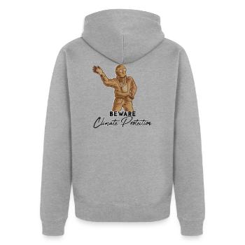 Attention - Protection du climat - Veste à capuche bio Premium Unisexe - gris chiné - Dos - Nico (187cm)