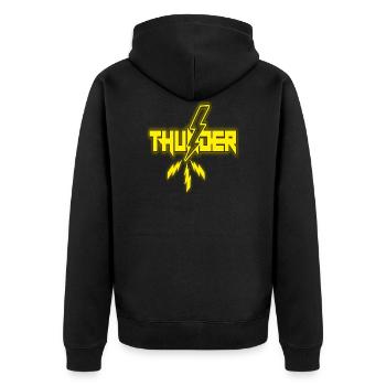 Thunder Blitz - Unisex Premium Organic Zip Hoodie - black - Back - Nico (187cm)