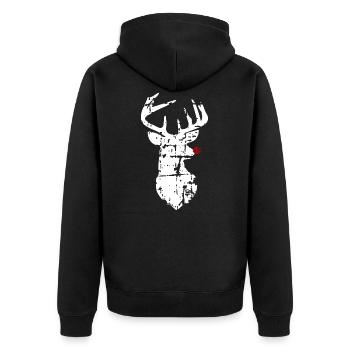 Rentier Weihnachten - Unisex Premium Bio Zip Hoodie - Schwarz - Hinten - Nico (187cm)