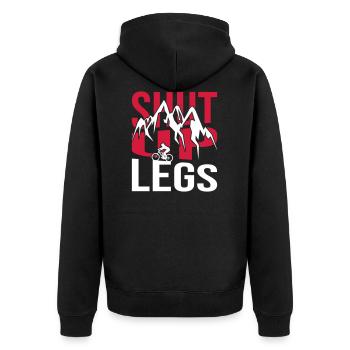 Shut Up Legs Cycle - Unisex Premium Bio Zip Hoodie - Schwarz - Hinten - Nico (187cm)