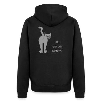 Arrogant cat - Mind your own business - Ass - Unisex Premium Organic Zip Hoodie - black - Back - Nico (187cm)
