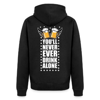 87 You'll Never Ever Drink Alone Beer - Unisex Premium Organic Zip Hoodie - black - Back - Nico (187cm)