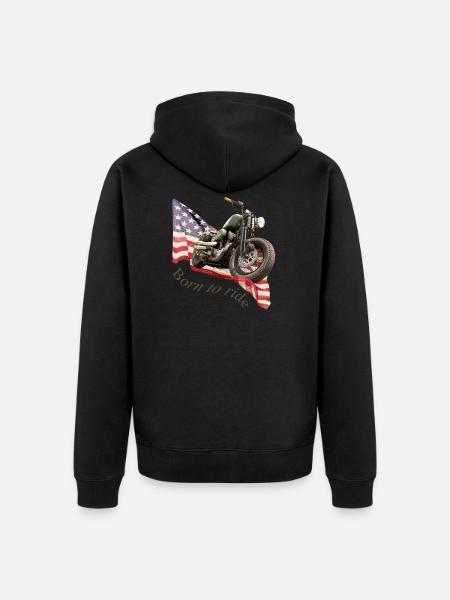 " Born to Ride " - Unisex Premium Organic Zip Hoodie - black