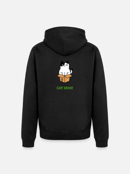 Cat Mom - Unisex Premium Organic Zip Hoodie - black