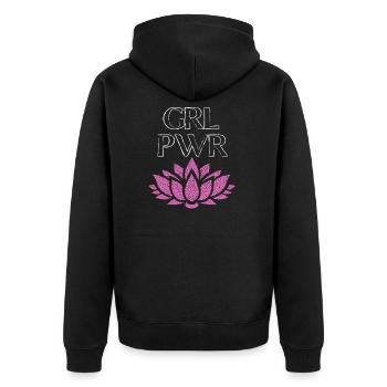Girl Power GRL PWR - Chemise Femme Power - Veste à capuche bio Premium Unisexe - noir - Dos - Nico (187cm)