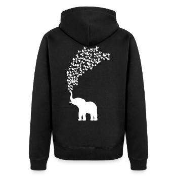 Elefant Schmetterling Butterfly Liebe Geschenk - Unisex Premium Bio Zip Hoodie - Schwarz - Hinten - Nico (187cm)