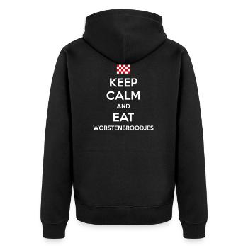 AVM - GARDER LE CALME - PAINS À LA SAUCISSE W - Veste à capuche bio Premium Unisexe - noir - Dos - Nico (187cm)