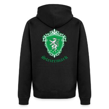 Steiermark T-Shirt - Unisex Premium Bio Zip Hoodie - Schwarz - Hinten - Nico (187cm)