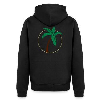 Palme 2 - Unisex Premium Bio Zip Hoodie - Schwarz - Hinten - Nico (187cm)