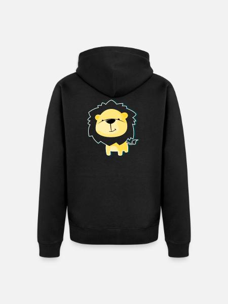 Löwe Gelb - Unisex Premium Bio Zip Hoodie - Schwarz