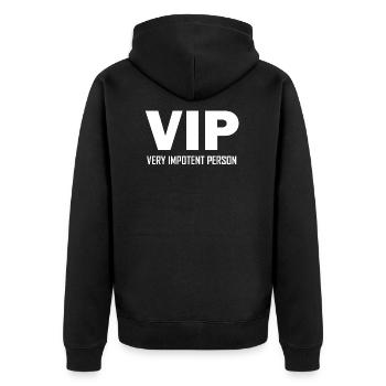 VIP, personne très impuissante, drôle, plaisanter - Veste à capuche bio Premium Unisexe - noir - Dos - Nico (187cm)