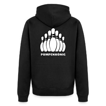 Pumpenkönig Kegeln Spruch Stammtisch Kegelclub - Unisex Premium Bio Zip Hoodie - Schwarz - Hinten - Nico (187cm)