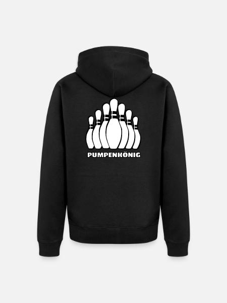 Pumpenkönig Kegeln Spruch Stammtisch Kegelclub - Unisex Premium Bio Zip Hoodie - Schwarz