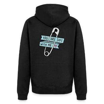 You Are Safe With Me Geschenk Idee - Unisex Premium Bio Zip Hoodie - Schwarz - Hinten - Nico (187cm)