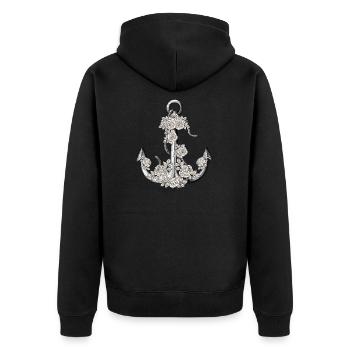 Anchor - Unisex Premium Organic Zip Hoodie - black - Back - Nico (187cm)