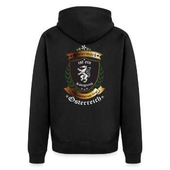 Steiermark - Unisex Premium Bio Zip Hoodie - Schwarz - Hinten - Nico (187cm)