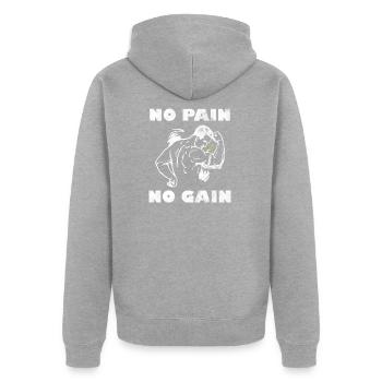 No pain no gain - Unisex Premium Organic Zip Hoodie - heather grey - Back - Nico (187cm)