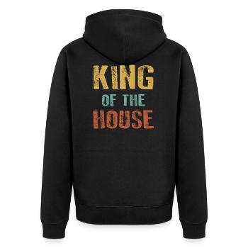 Daddy King of the house best father Father's Day - Unisex Premium Organic Zip Hoodie - black - Back - Nico (187cm)