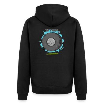 Müder Autoreifen - So Tired Wortspiel - Unisex Premium Bio Zip Hoodie - Schwarz - Hinten - Nico (187cm)