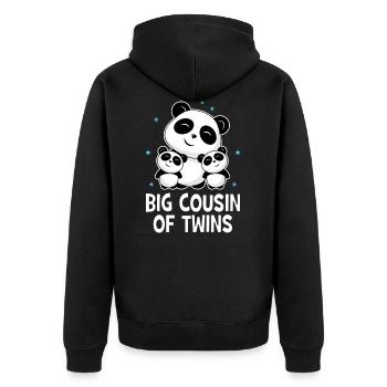 Big Cousin Of Twins - Cute Panda Pandas - Unisex Premium Organic Zip Hoodie - black - Back - Nico (187cm)