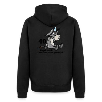 40 Kopf Hoch Das Kann Jedem Passieren Esel 40 Gebu - Unisex Premium Bio Zip Hoodie - Schwarz - Hinten - Nico (187cm)