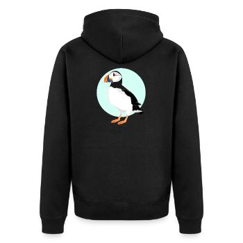 Puffin - Unisex Premium Bio Zip Hoodie - Schwarz - Hinten - Nico (187cm)