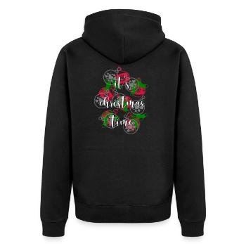 Weihnachten - Unisex Premium Bio Zip Hoodie - Schwarz - Hinten - Nico (187cm)