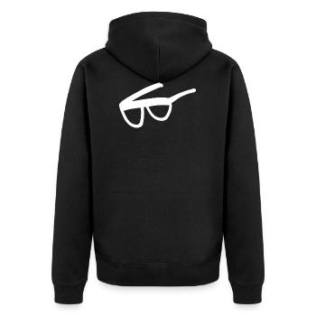 Glasses, Brille gezeichnet, einfach Design - Unisex Premium Bio Zip Hoodie - Schwarz - Hinten - Nico (187cm)