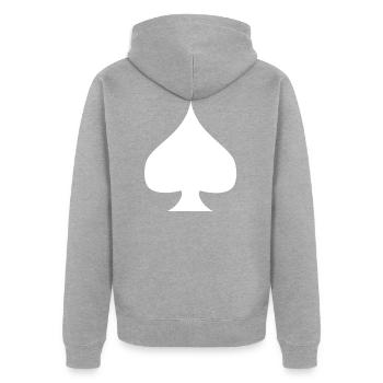 Pik Pique Spades - Veste à capuche bio Premium Unisexe - gris chiné - Dos - Nico (187cm)