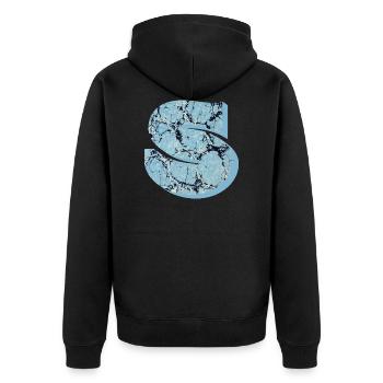 e 55 s - Unisex Premium Bio Zip Hoodie - Schwarz - Hinten - Nico (187cm)