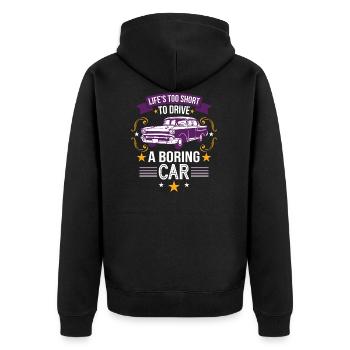 Oldtimer Classic Car Schnauferl Retro Vintage Auto - Unisex Premium Organic Zip Hoodie - black - Back - Nico (187cm)