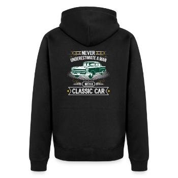 Oldtimer Classic Car Schnauferl Retro Vintage Auto - Unisex Premium Organic Zip Hoodie - black - Back - Nico (187cm)